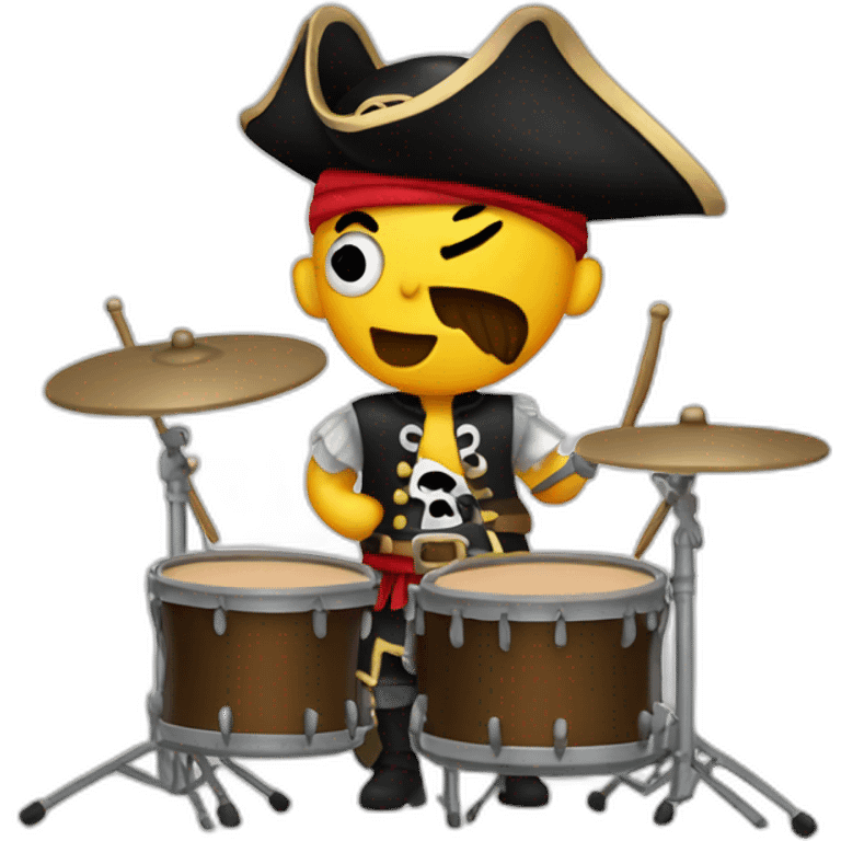 pirate emoji playing drumkit emoji