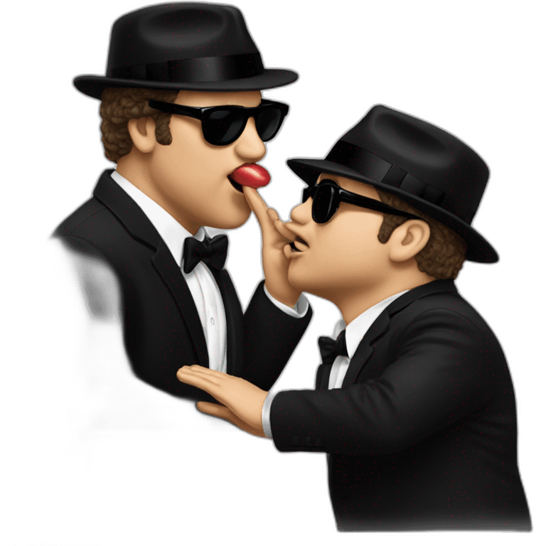 The blues brothers giving kisses emoji