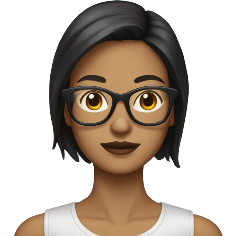 woman with dark brown hair and galsses emoji