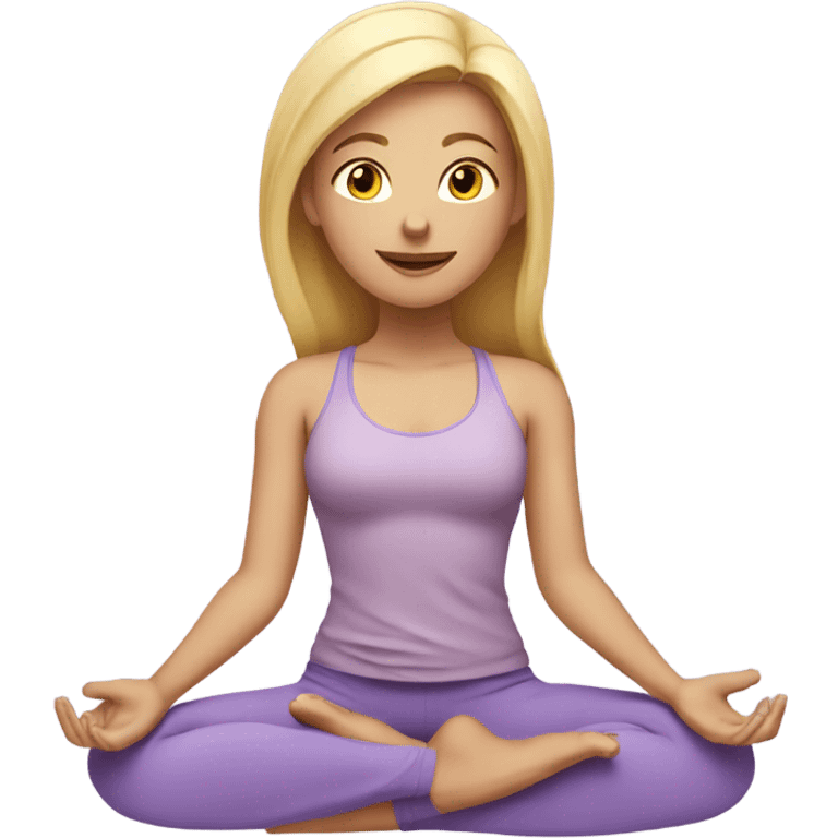 blonde yoga girl light purple clothes n emoji