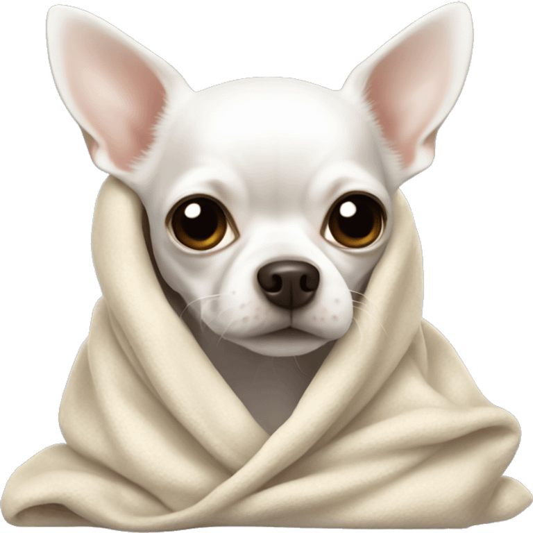 white chihuahua in a blanket emoji