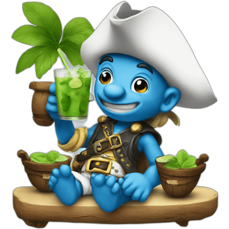 smurf pirate drinking mojito emoji