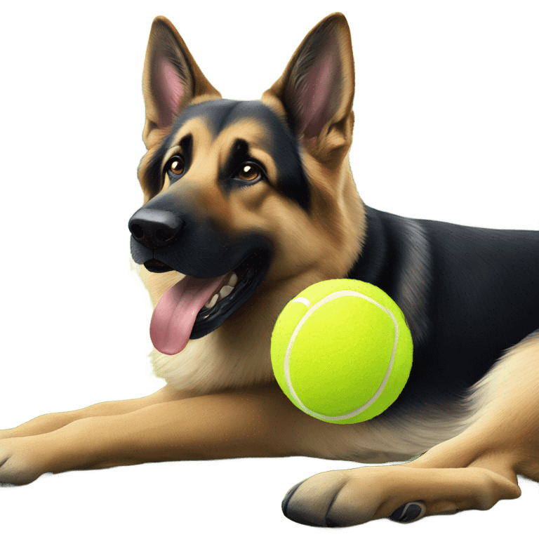 German shepherd with tennis ball emoji