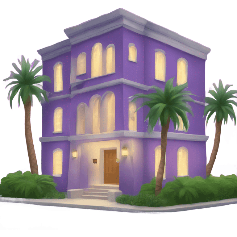 I need a two story building with purple lights and palm trees named Jaguars emoji