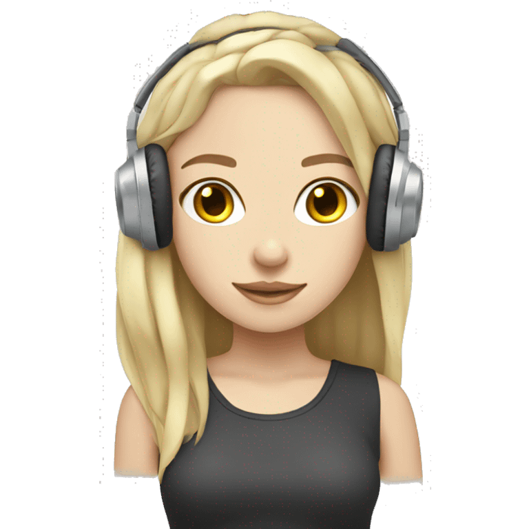 brunette girl with white skin and headphones, blonde girl with white skin and headphones   emoji