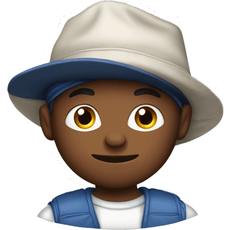 a kid with a shifty look and a cap, from the south of France, the Jul hand on the hat emoji