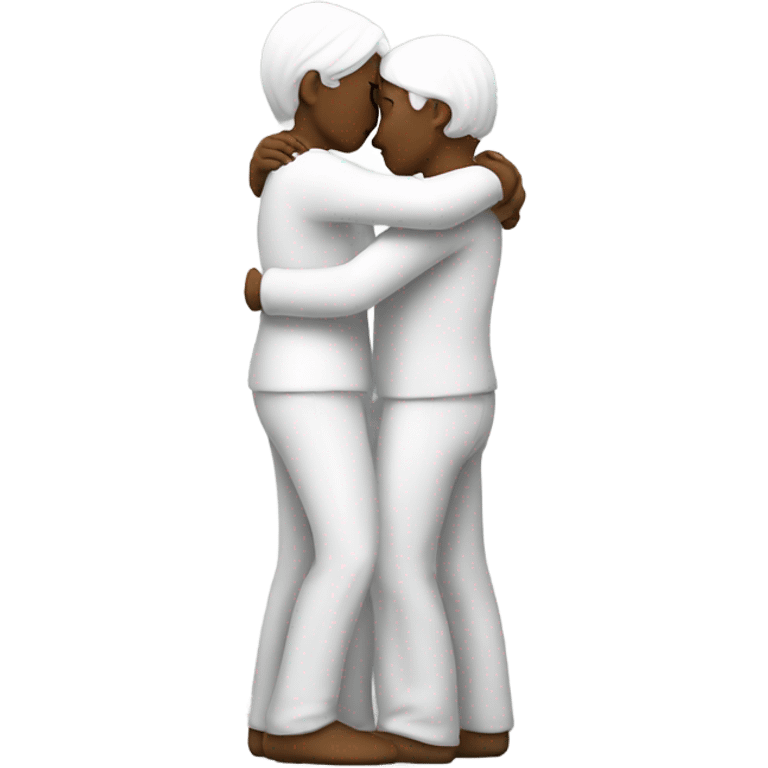 Two white tenderly embracing emoji