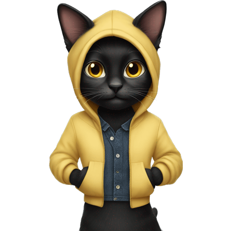 black cat cute with clothes emoji