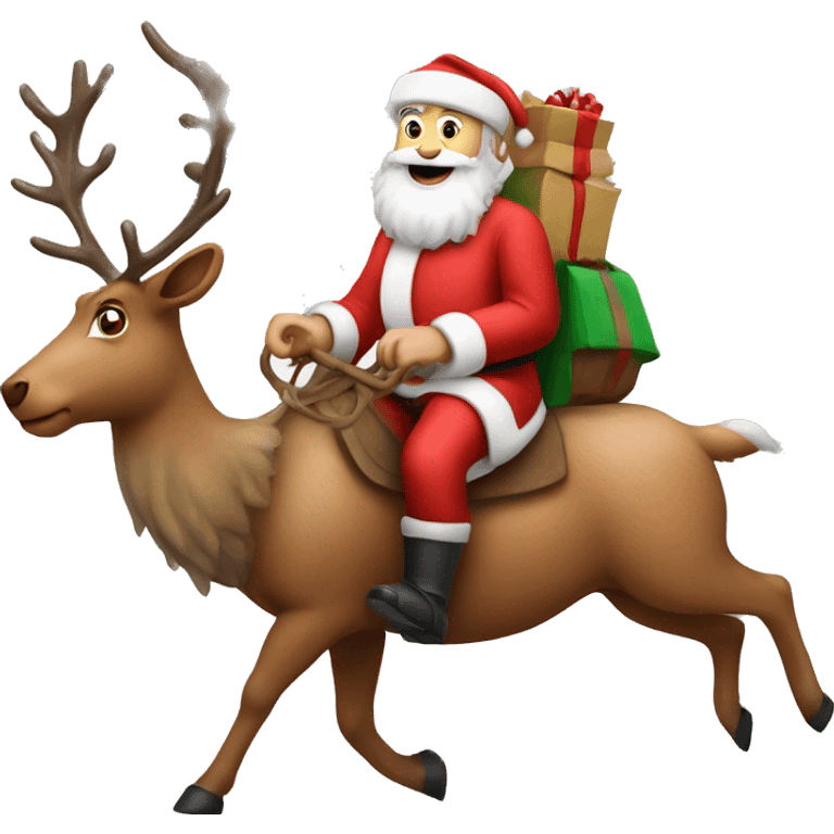 Santa clause riding his reindeer  emoji