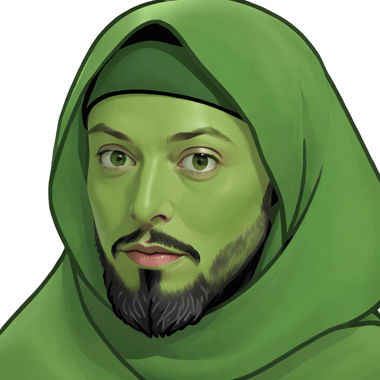 Elon Musk in hijab with a beard emoji