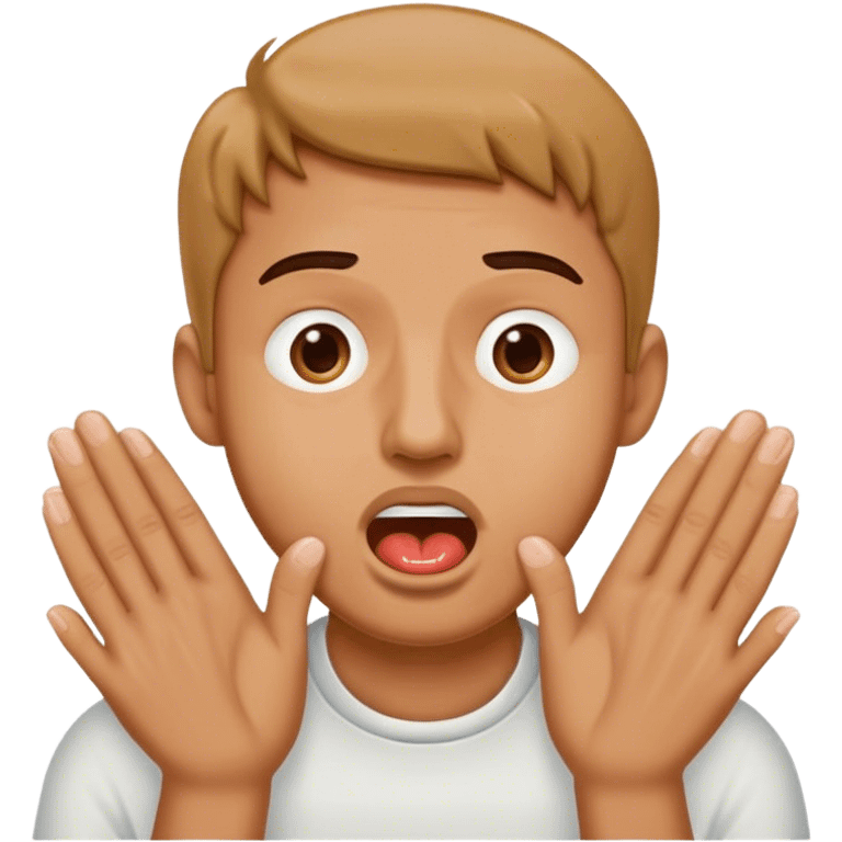 A guy with hold his hands out, drooling from the mouth in hunger  emoji