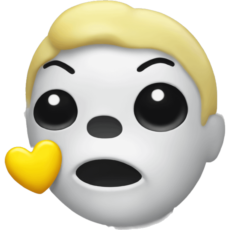 Kissing emoji with a yellow bone in his mouth  emoji