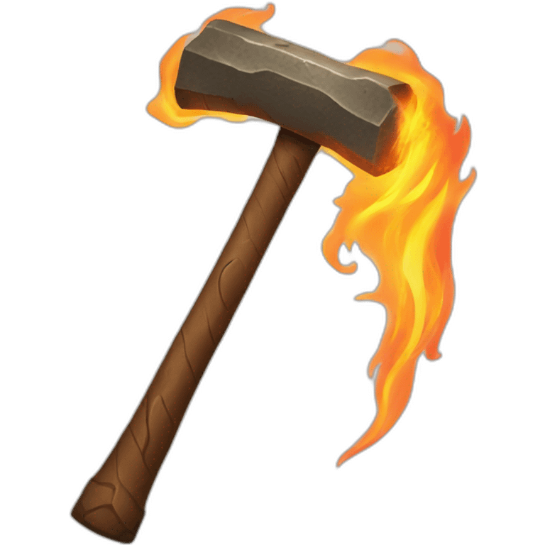 ancient hammer with flames and wind around it emoji