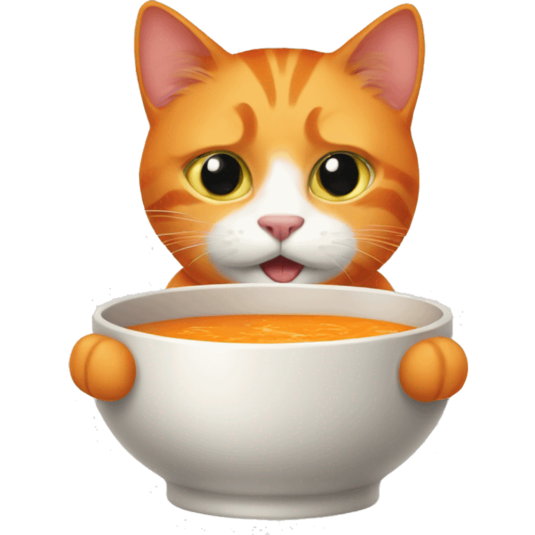 Orange cat drinking soup emoji