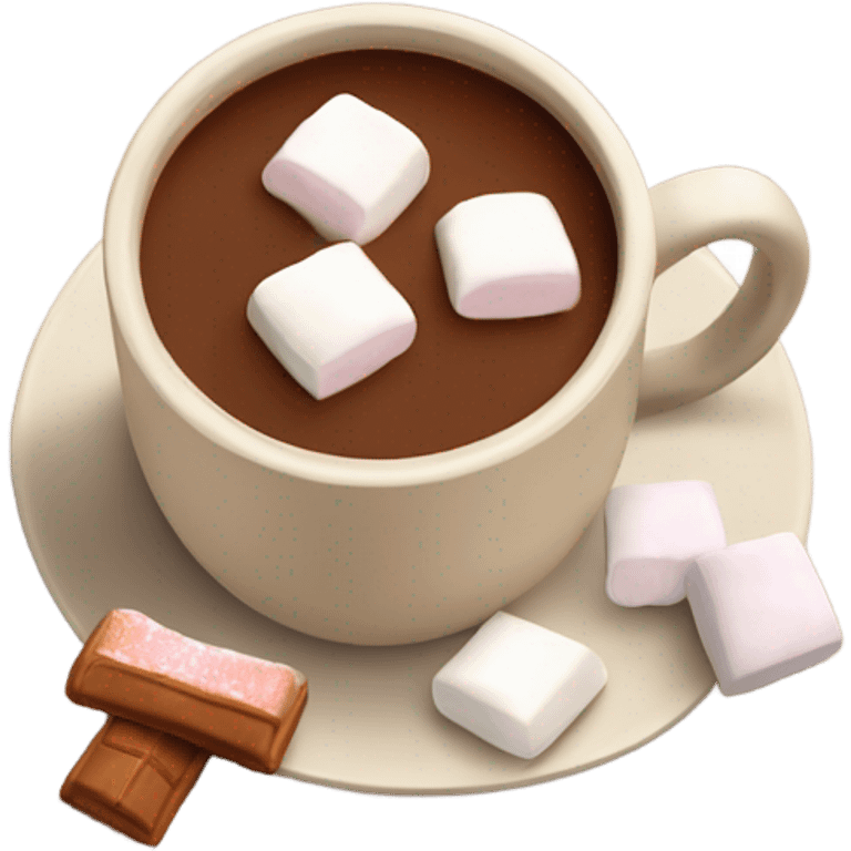 Light beige mug of hot chocolate with marshmallows  emoji