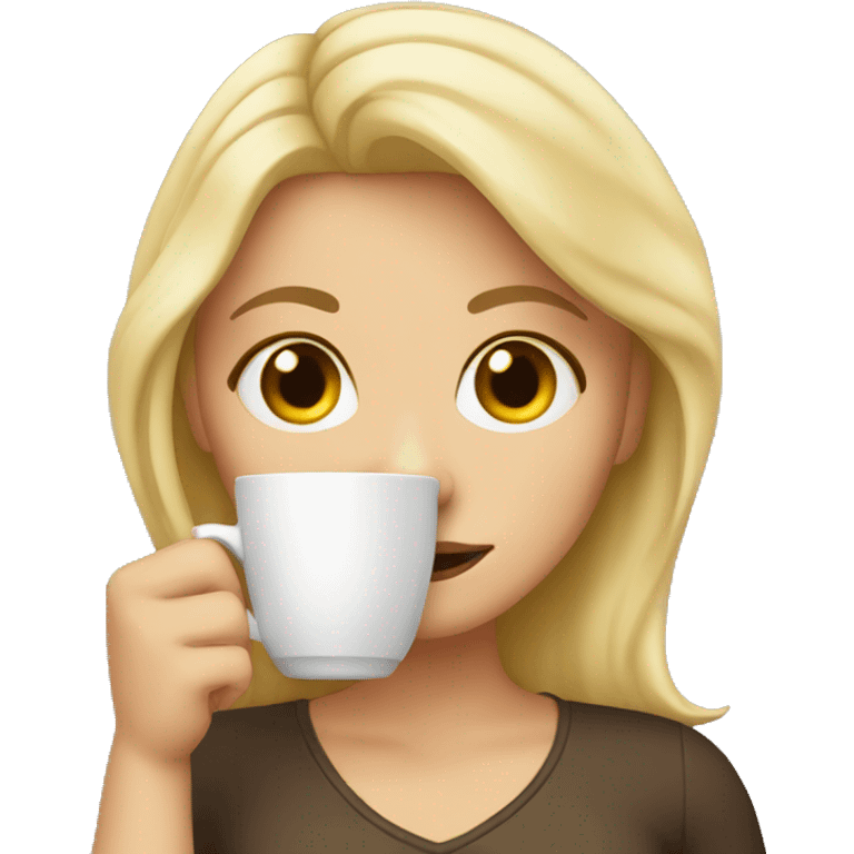 Blonde girl drinking coffe emoji