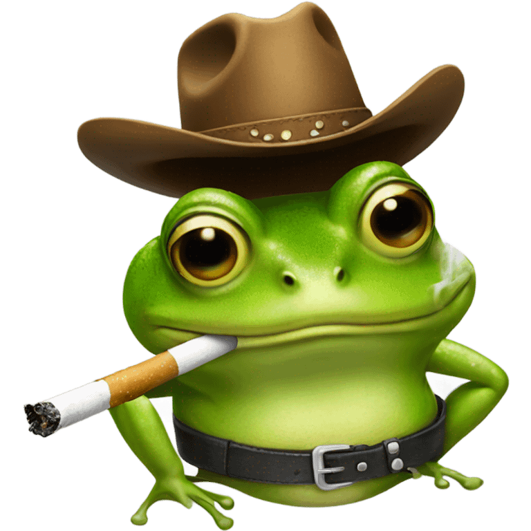 Frog in a cowboy hat smoking emoji