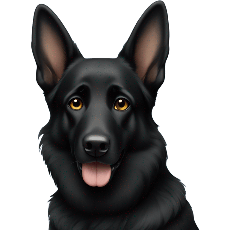 Black German shepherd with floppy ears emoji