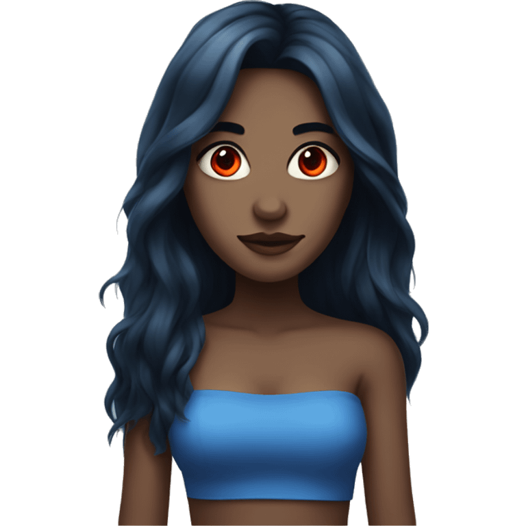 Woman with blue skin, red eyes, long black hair emoji