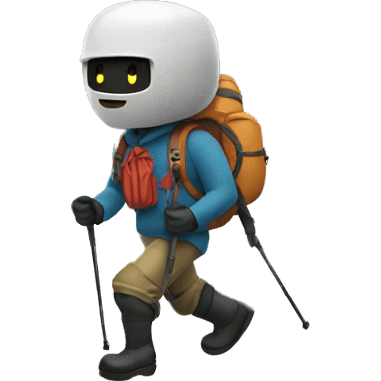 A bot hiking in the mountains emoji