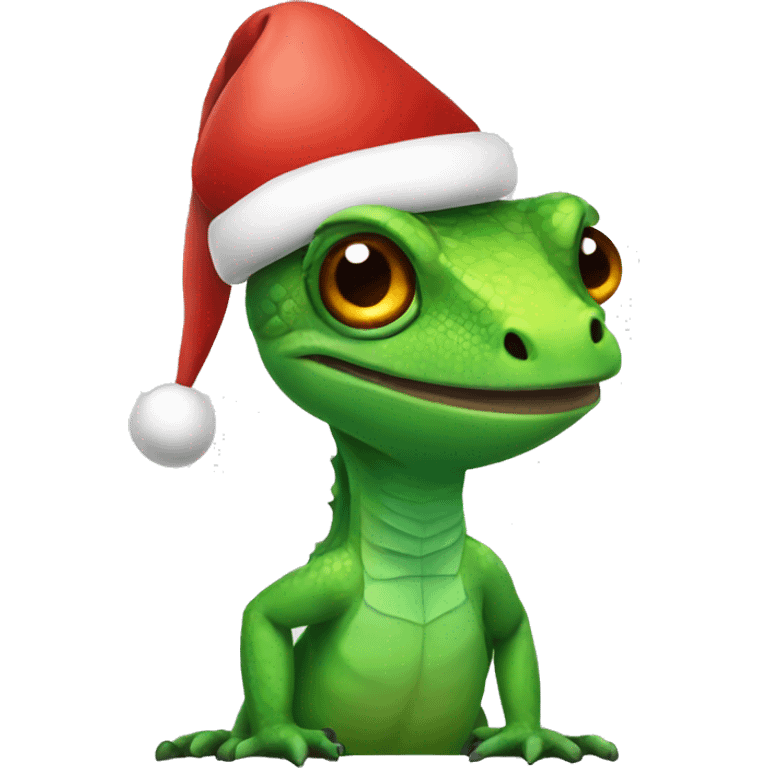 lizard wearing christmas hat emoji