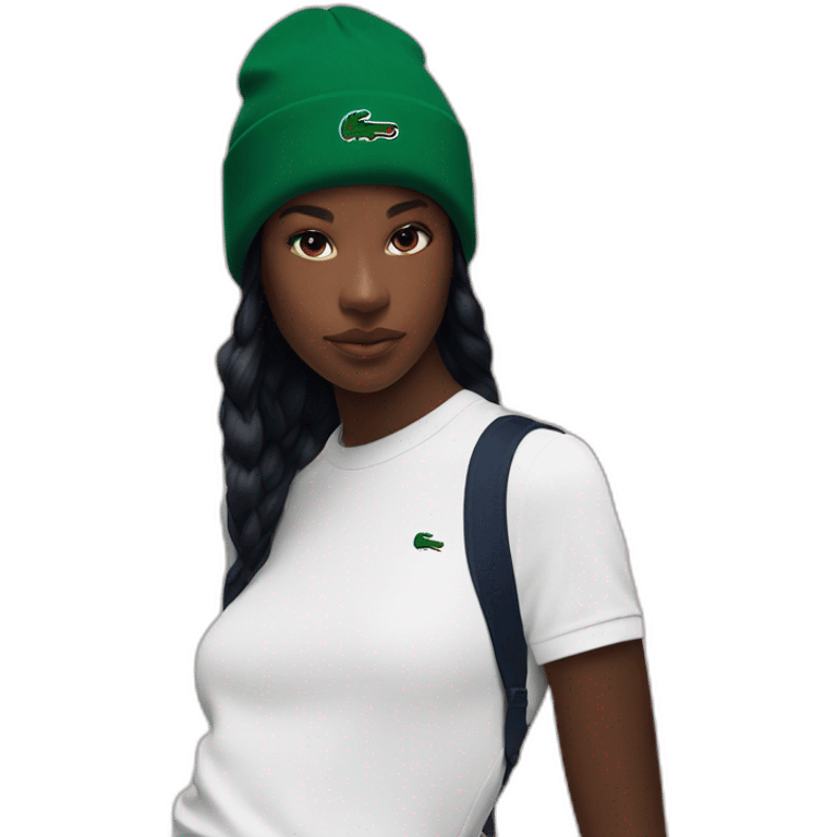 Black girl lacoste beanie with lacoste emoji