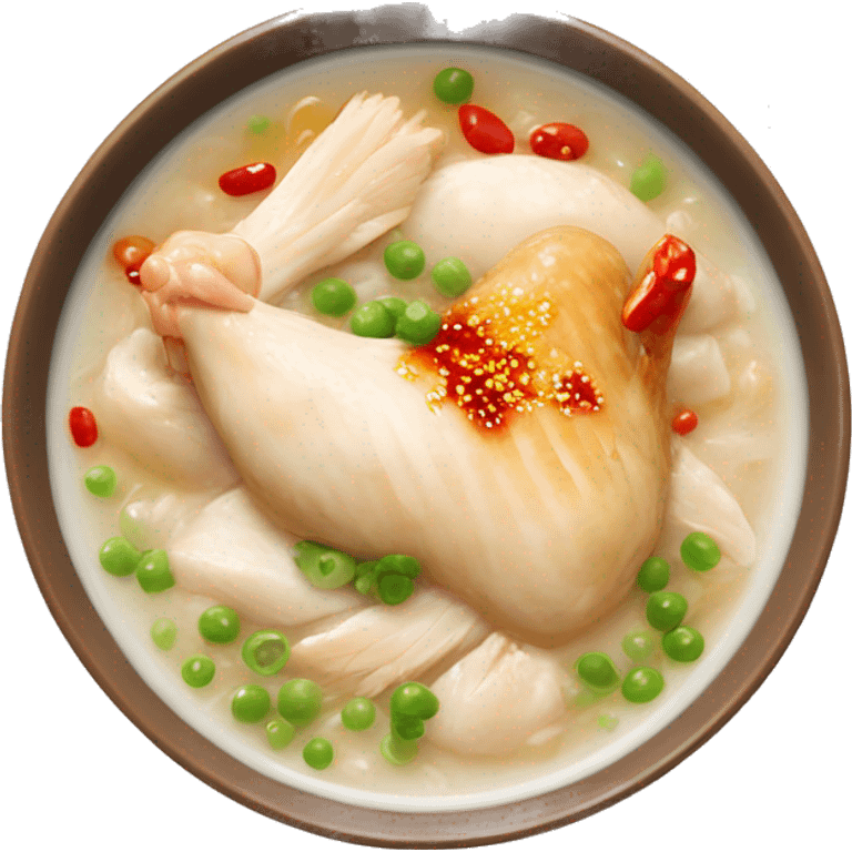 chicken congee with chili oil emoji