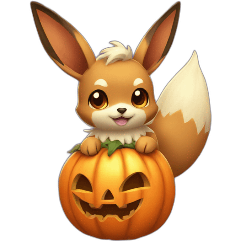 eevee holding halloween pumpkin emoji