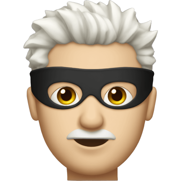 Man with black blindfold and white spiky hair emoji