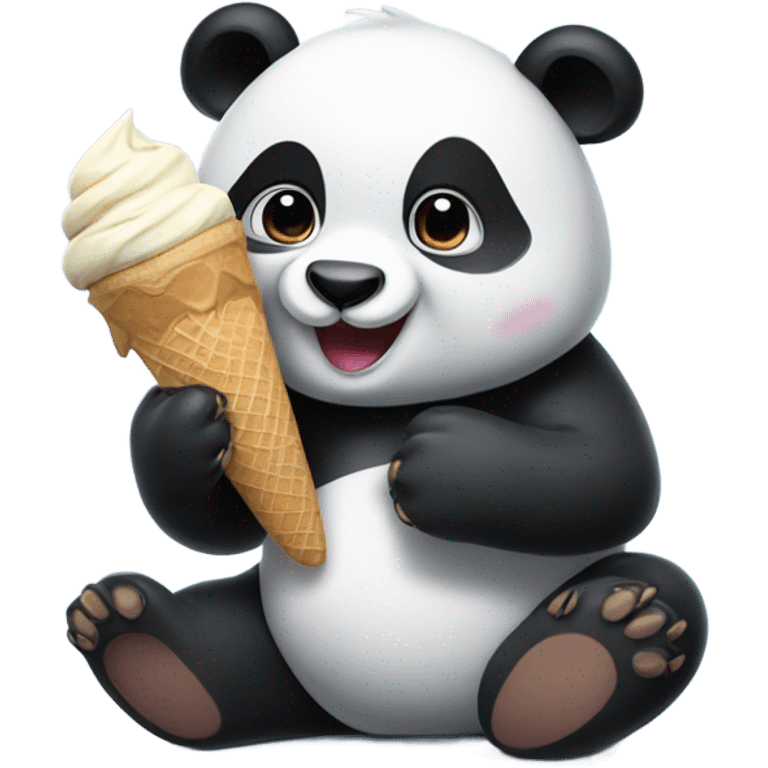 Panda eating ice cream emoji