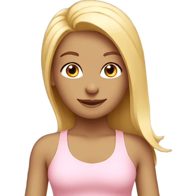 blonde yoga girl light pink clothes n emoji