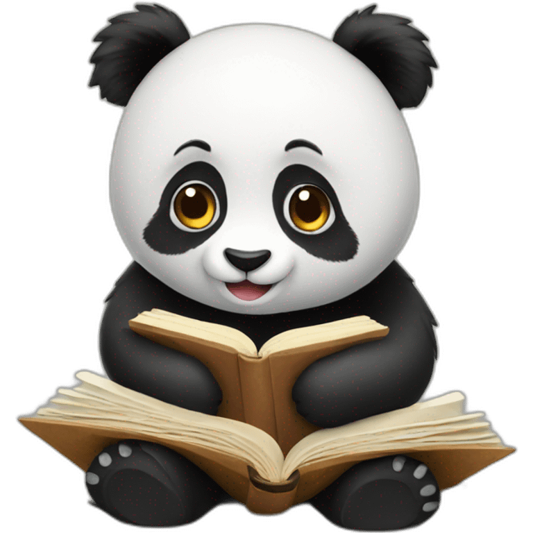 Panda reading books emoji