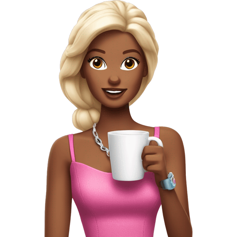 Barbie girl drinking coffee  emoji