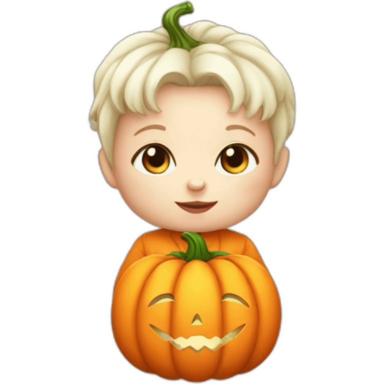 Baby White skin disguised as a pumpkin emoji