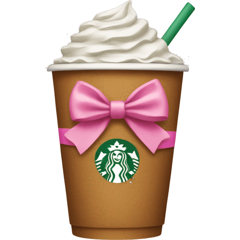 Starbucks with a pink bow emoji