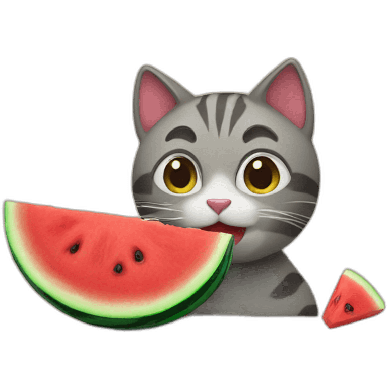 cat eat watermelon emoji