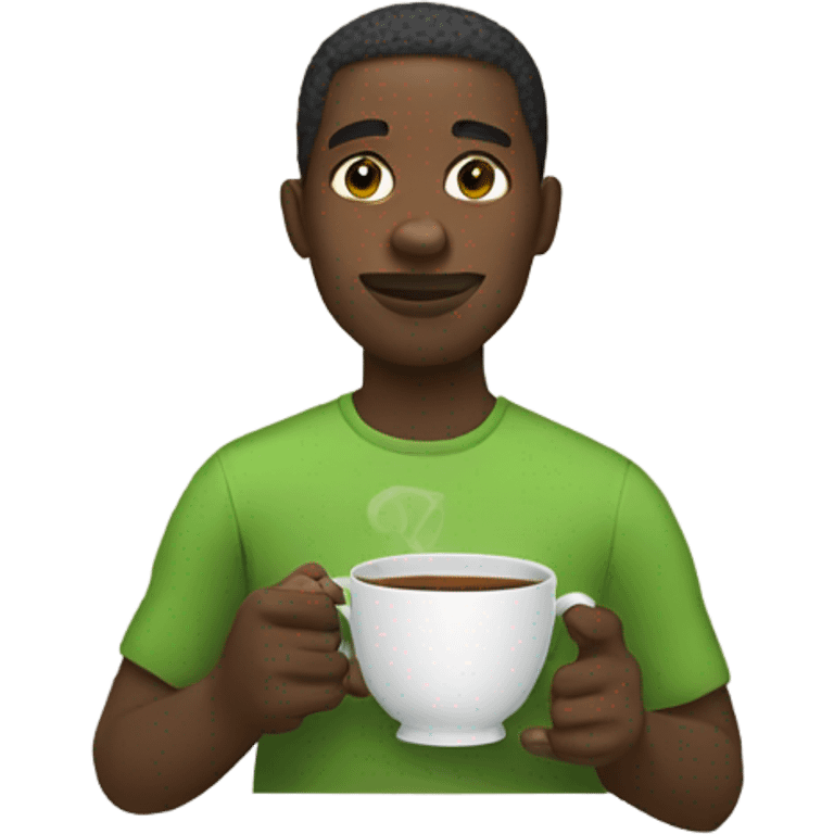 Green tea black man emoji