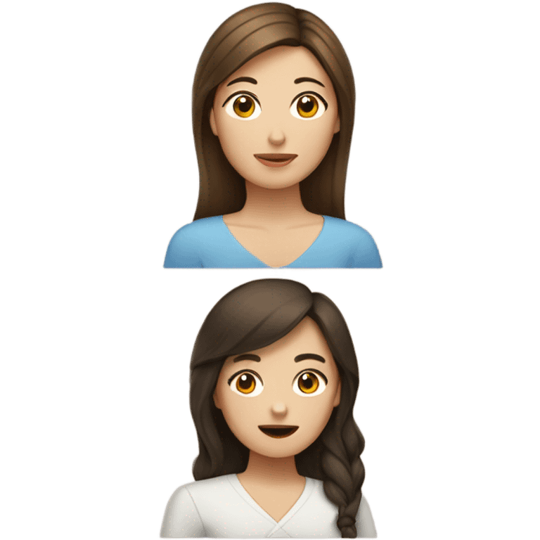 1 brunette Chinese woman with long hair, 1 Armenian woman with brown hair, 1 white woman with brown hair  emoji