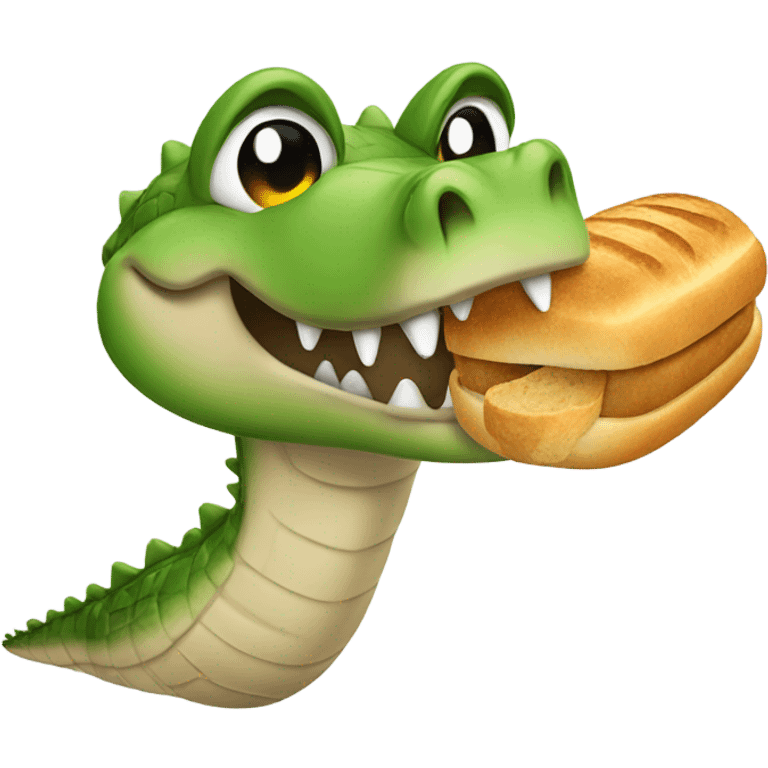 Crocodile with a bread, mustache  emoji