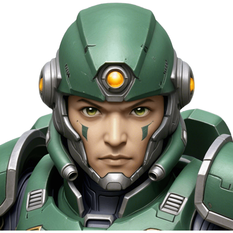 Cinematic Realistic StarCraft Terran Marine Portrait, head tilted dramatically with an exaggeratedly amused expression, blending futuristic grit with a hint of unexpected humor. His steely gaze and determined features, set against intricately detailed tactical armor in dark green and grey, are rendered with lifelike texture and dynamic lighting, high shine, dramatic yet whimsical, capturing the essence of a Terran Marine whose epic strength is accompanied by a playful edge. emoji