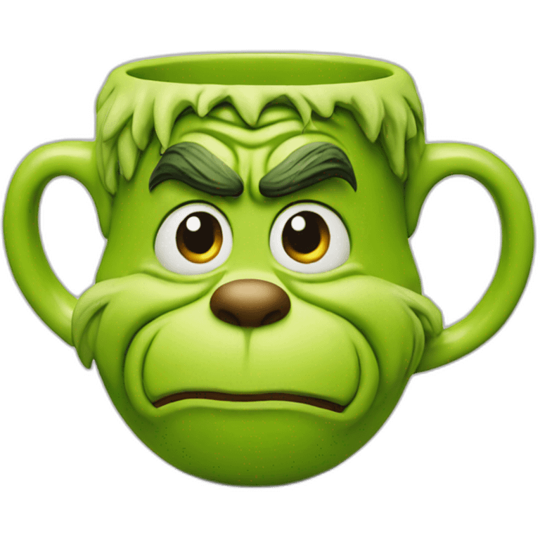 Grinch face shaped mug emoji