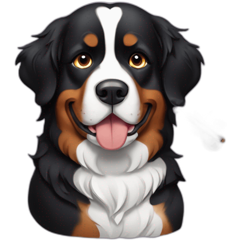 bernese mountain dog wearing smoking emoji