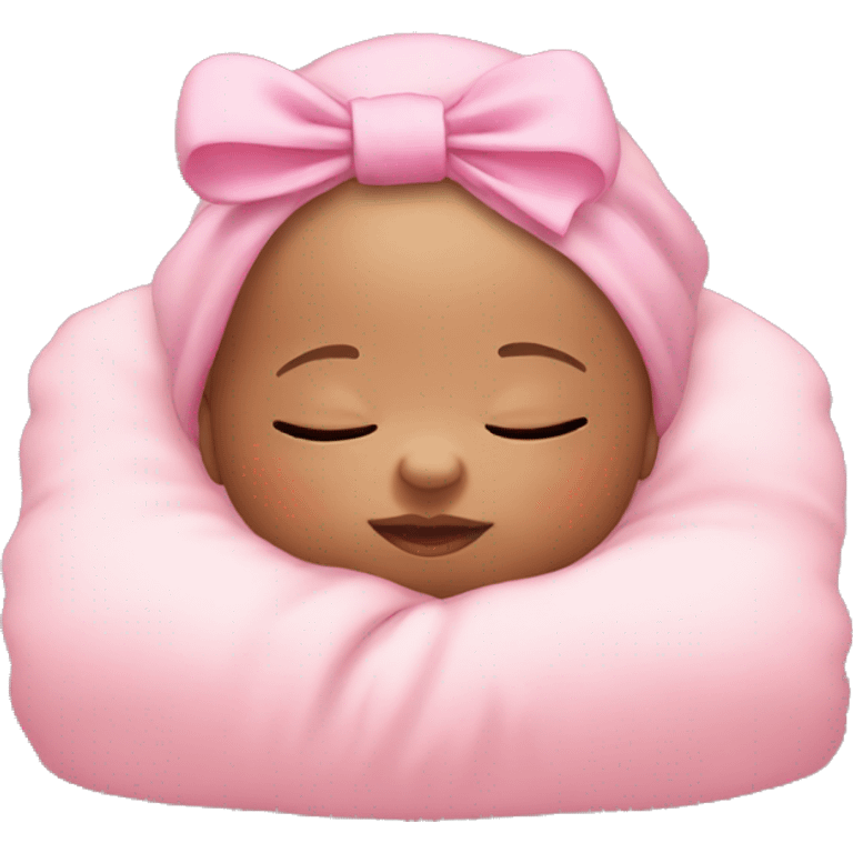 sleeping baby with pink bow on head emoji