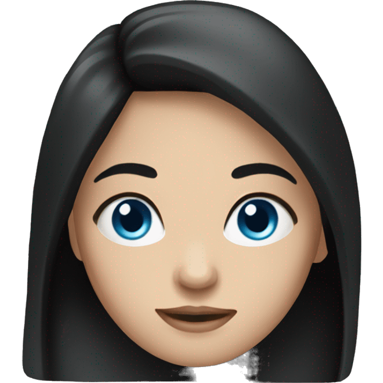 Woman, long black hair, fair skin, blue eyes emoji