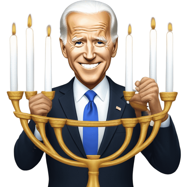 President Biden lighting a menorah emoji