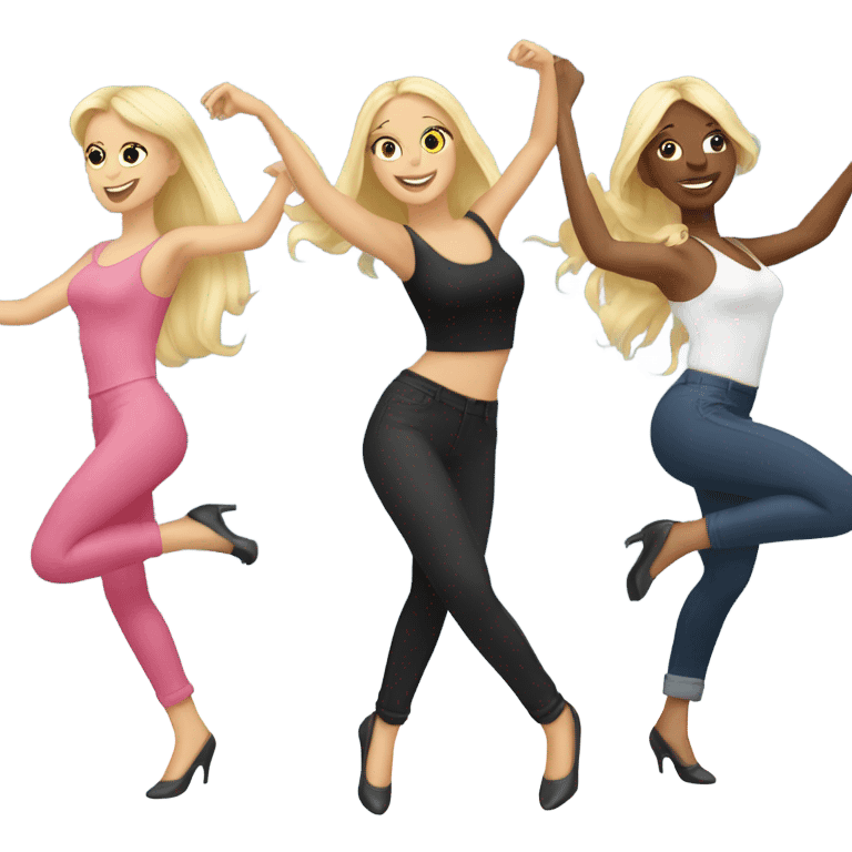 2 blondes and 2 brunnttes dancing  emoji