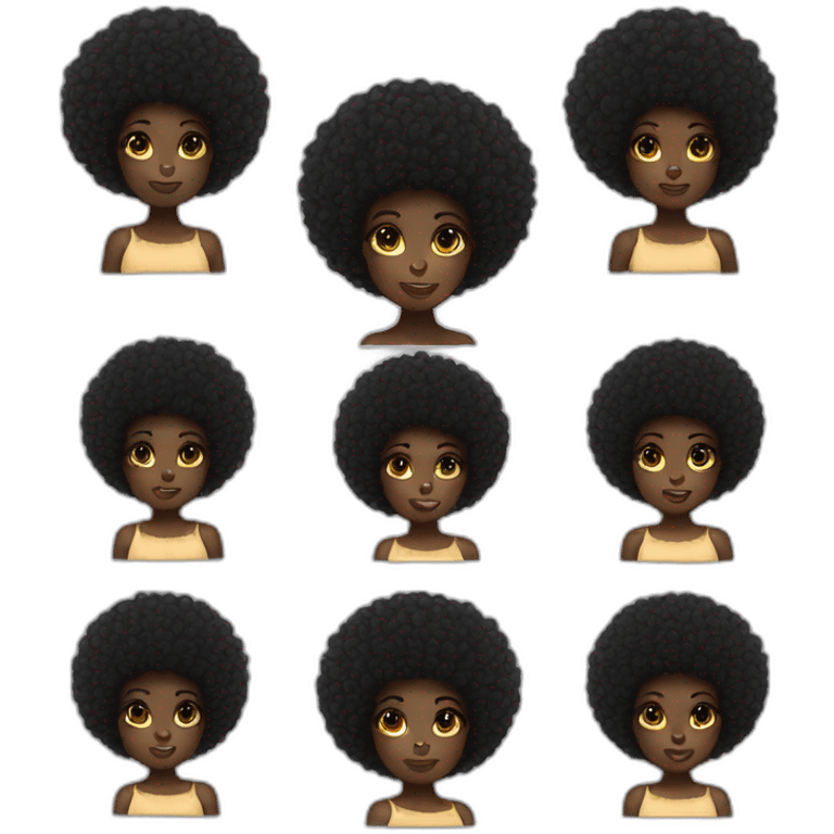 black skin girl afro hair and nose pierced emoji