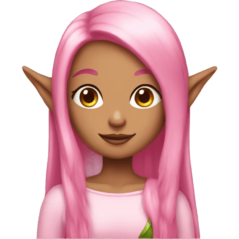 tan skinned elf girl with pink hair emoji