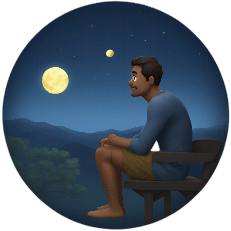 Man watching the moon admiringly emoji