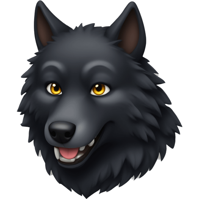 Fat furry anthropomorphic black wolf  emoji